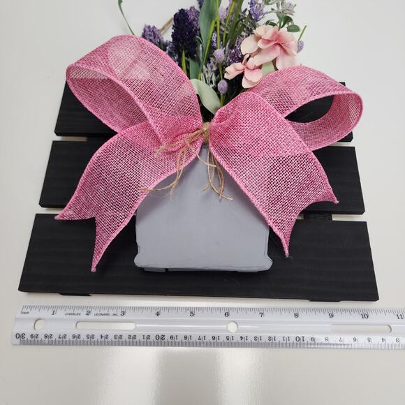 Spring Wooden Bouquet Lavender Wild Flowers Pink & Twine Bow Hanging Door Sign - Picture 5 of 6